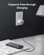 VRURC Portable Charger with Wall Plug, 10000mAh Slim Portable Charger Built in Cables,PD 20W Fast Charging Power Bank with Cords,USB C Portable Phone Charger Travel Accessories -Black(1 Pack)