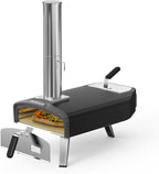 Outdoor Pizza Oven 12“ Wood Charcoal Fired Pizza Oven with Square Pizza Stone, Portable Pizza Stove for Outside Backyard Camping Picnics