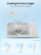 Warmco 10000mAh Portable Travel Fan 7-inch, [10-24H Runtime] Ultra-thin Digital Display Mini Desk Battery Operated Fan for Bedroom, Camping, Cruise Essentials 2025