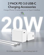 2 Pack MagSafe-Compatible Charger Stand with 20W USB C Charger Block & USB C Cable x2, Fast Charging Wireless Charger Compatible with iPhone 17 Pro Max 16 15 14 13 12 Series, AirPods Pro 3/4/3, White