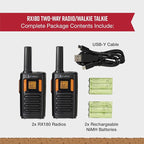 Cobra RX180 Walkie Talkies (2-Pack) – Lightweight, Easy-to-Use Compact Two Way Radios Long Range, 22 Preset Channels, NOAA Weather Alerts, VOX Feature, LED Flashlight (Orange/Black)