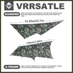 Onewind 12×10 ft Camo Camping Tarp, Billow Tarp Shelter Lightweight Waterproof Hammock Rainfly for Stealth Camping Army Military Bushcraft, Easy to Setup with Tent Pegs and Guyline, Camouflage