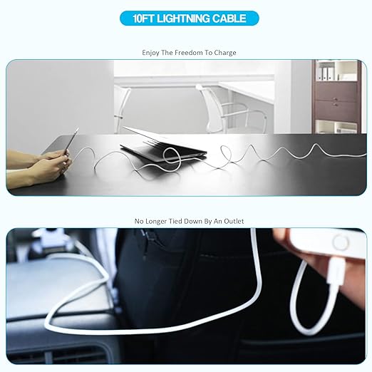 For iPad Charger, [ Apple MFI Certified ] 10FT Long for iPad Chargers Lightning Cord Cable Fast Charging USB Wall Charger Block Foldable Plug for iPad7/ 8/9 Generation,iPadAir,iPadMini, iPadPro,iPhone