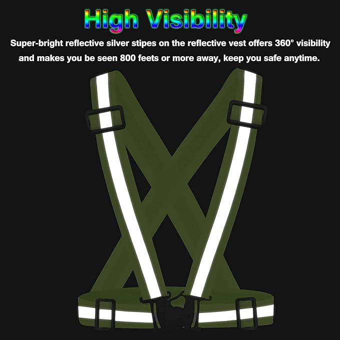 3Pcs Reflective Running Vest, Adjustable Elastic Straps Lightweight 360°High Visibility for Outdoor Walking, Jogging