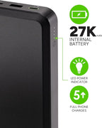 Mophie Powerstation Laptop Prime27-27,000mAh Portable Power Bank with 60W USB-C PD Fast Charging, Multi-Device, LED Indicator, Eco-Friendly, Type-A, USB-C Compatible
