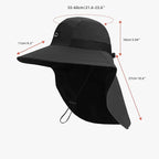 Rosoz Outdoor Sun Hat for Men Women, UPF50+ Protection Safari Cap Wide Brim Mesh Fishing Hat with Neck Flap Beach Garden