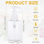 Domensi 50 Pcs 100ml /3.4 oz Pump Bottle Mini Travel Bottles Small Dispenser Containers Plastic Pump Lotion Dispenser Empty Square Travel Size Containers Toiletries (Clear)
