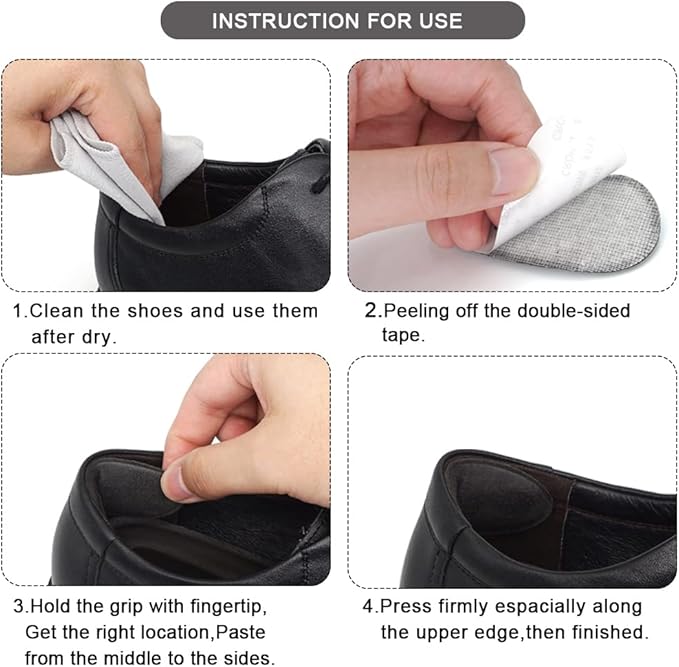 Dr.Foot Heel Grips for Women and Men, Self-Adhesive Heel Cushion Inserts Prevent Heel Slipping, Improve Shoes Too Big, Rubbing, Blisters, Foot Pain- 2pairs+ Extra 1pair(Grey)