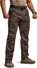 CQR Men's Flex Ripstop Tactical Pants, Water Resistant Stretch Cargo Pants, Lightweight EDC Hiking Work Pants