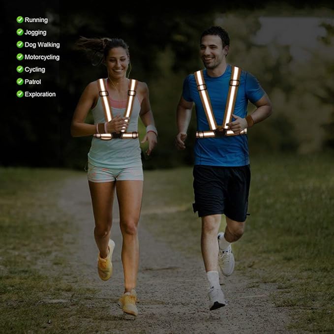 Reflective Vest Running Gear, 2Pack High Visible Safety VES for Cycling Jogging Running Walking, Adjustable for Men Women Kids