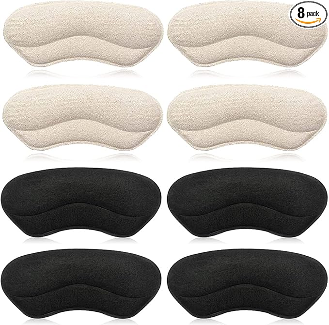 Dr. Foot’s Heel Grips for Kids and Women, Self-Adhesive Heel Cushion Inserts for Girls and Boys Prevent Heel Slipping, Rubbing, Blisters, Foot Pain - 4pairs (Beige+Black)