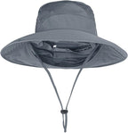 Sun Hats for Men Women Fishing Hat UPF 50+ Breathable Wide Brim Bucket Hats Summer UV Protection Safari Hat with Neck Flap