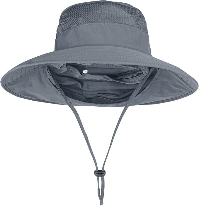 Sun Hats for Men Women Fishing Hat UPF 50+ Breathable Wide Brim Bucket Hats Summer UV Protection Safari Hat with Neck Flap
