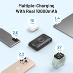 BLAVOR for Magsafe Portable Charger with Built-in Cables, USB C 20W Fast Charging, 10000mAh Magnetic Wireless Power Bank, Battery Pack with Stand for iPhone 16/15/14/13/12, Powerbank for Apple Watch