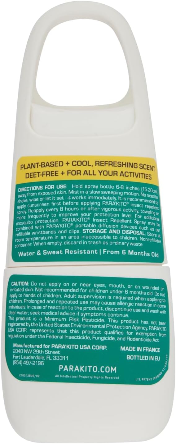 PARAKITO Mosquito, Insect & Bug Spray Bundle - Includes Spray, White Wristband & 4 Refills | DEET Free, Citronella Essential Oils, Perfect for Camping, Hiking, Travel Outdoor Activities