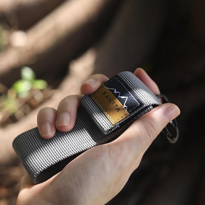 SANTTA Light Weight Titanium Folding Fork Spoon 2 Piece Utensil Set with Carry Bag and Carabiner for Camping, Hiking, Backpacking and Travelling