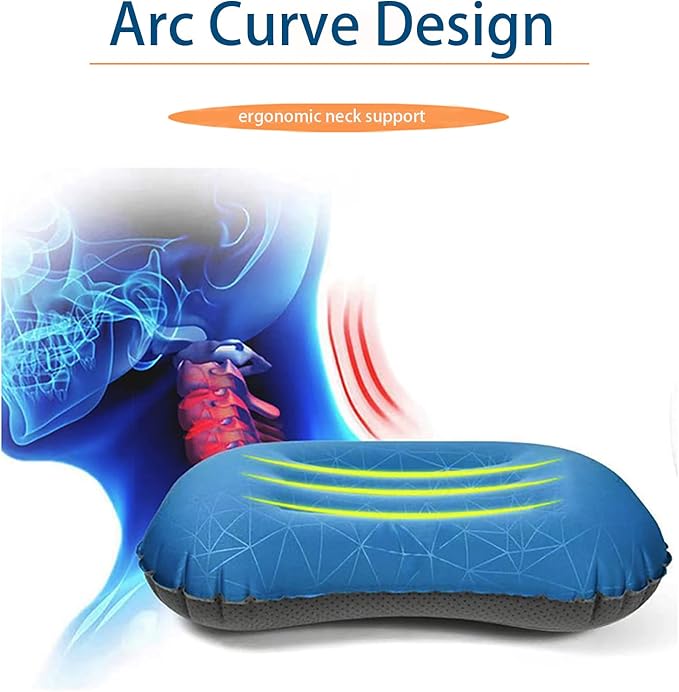 Camping Pillow - Inflatable Pillow - Travel Pillows for Backpacking & Airplane, Lumbar Support 2.0 Blow Up Pillow, Ultralight Compressible, Comfortable, Ergonomic Pillows