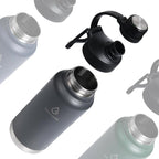 Stainless Steel Sports Water Bottle with Straw Lid Dustproof, 3 Lids, 24/32/40/64 oz BPA Free Vacumm Insulated Water bottle, Leakproof and Sweat Free, Perfect for The Go - 32 Oz Grey