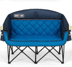 Overmont Oversized Double Camping Chair - 2 Person Comfort Couch Chair Loveseat for Adults - Heavy Duty Lawn Chairs with Cooling Bag&Wine Racks - Support 850LBS Blue