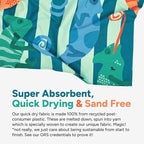 Dock & Bay Beach Towel - Quick Dry, Sand Free - Compact, Lightweight - 100% Recycled - Includes Bag - Karma Chameleon - Large (160x90cm, 63x35)