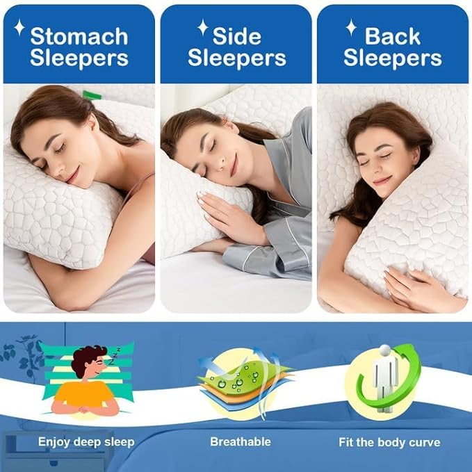 SUPA MODERN Cooling Bed Pillows for Sleeping 1 Pack Shredded Memory Foam Pillows Adjustable Cool Pillow for Side Back Stomach Sleepers Luxury Gel Pillows Standard Size with Washable Removable Cover
