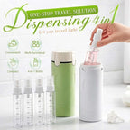 HISKI 4 in 1 Travel Bottles for Toiletries,Portable Travel Toiletries Bottle Set, Portable Containers for Shampoo Lotion Conditioner Cream Transparent with Scale and Label (White+Green-2PCS)