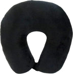 Wolf Essentials Adult Cozy Soft Microfiber Neck Pillow for Travel – Compact, Machine Washable - Perfect for Airplane, Car, or Home Use - Filled and Finished in The USA – Black