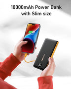 VEEKTOMX Portable Charger with Built in Cables 10000mAh, Power Bank for iPhone with Wall Plug, Travel Essential Fast Charging USB C Slim External Battery Pack for iPhone 17/16/15, Samsung, iPad, etc