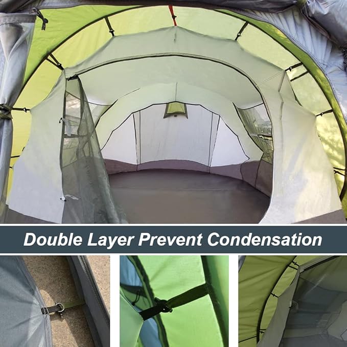 6 Person Easy Pop Up Tents for Camping - AYAMAYA Double Layer Waterproof Instant Tent with Vestibule & Porch, Large Size Family Tent Automatic Setup for 4-6 People Camping Hiking (Poles Included)
