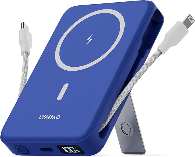 2025 Latest Portable Charger, 16800mAh Magnetic 15W Wireless Power Bank with 2 Built in Cables, LED Display Battery Pack Travel Essentials for iPhone 17/16/15/14/13/12/Pro/Mini/Pro Max