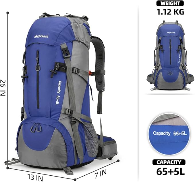 70L Camping Hiking Backpack with Rain Cover Waterproof Backpacking Backpack for Hiking Treeking Climbing Outdoor