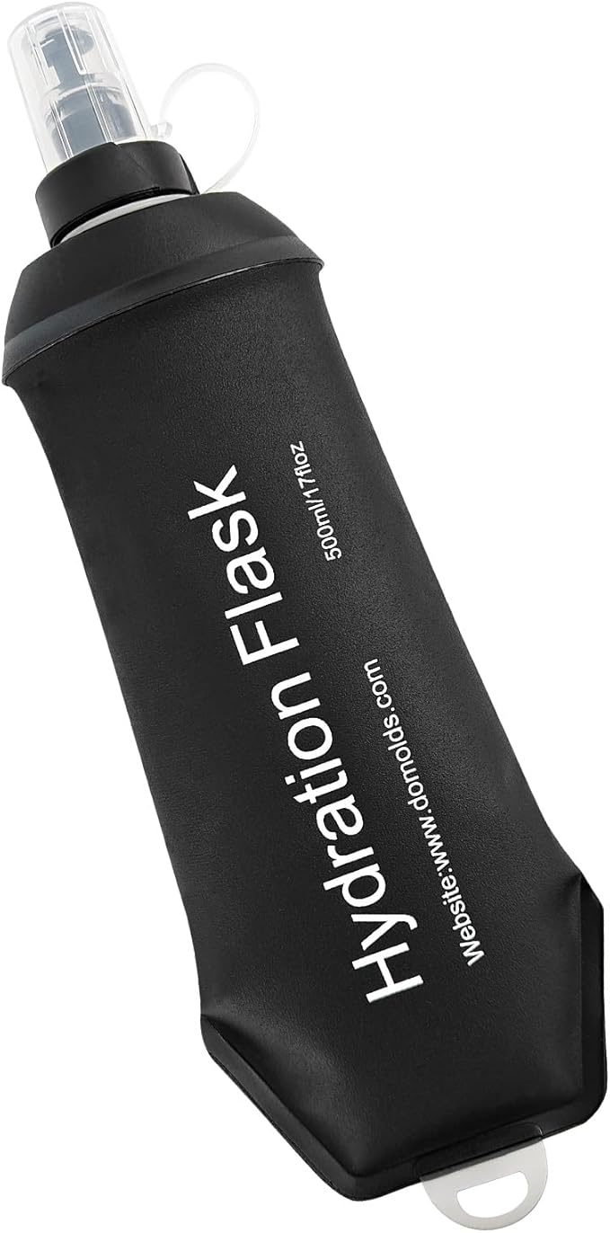 WILDREEDS 500ml Soft Flask, TPU Collapsible Soft Water Bottle for Hydration Pack, Running Vest, Folding Water Bottle for Hiking Cycling Climbing-1Pcs, Black