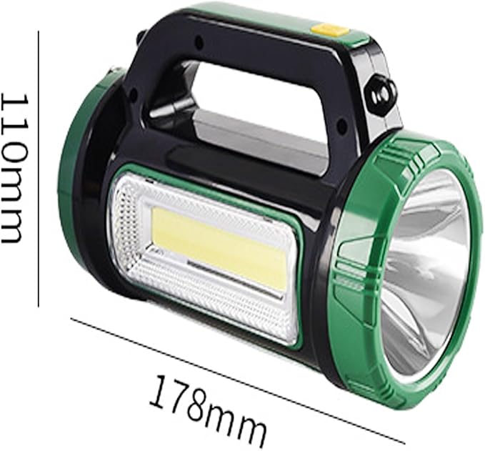 Solar Rechargeable LED Searchlight Spotlights, Super Bright 10000LM Handheld Spotlight Lantern, Multifunctional LED Lamp Camping Work Light, 6 Light Modes, IPX4 Waterproof