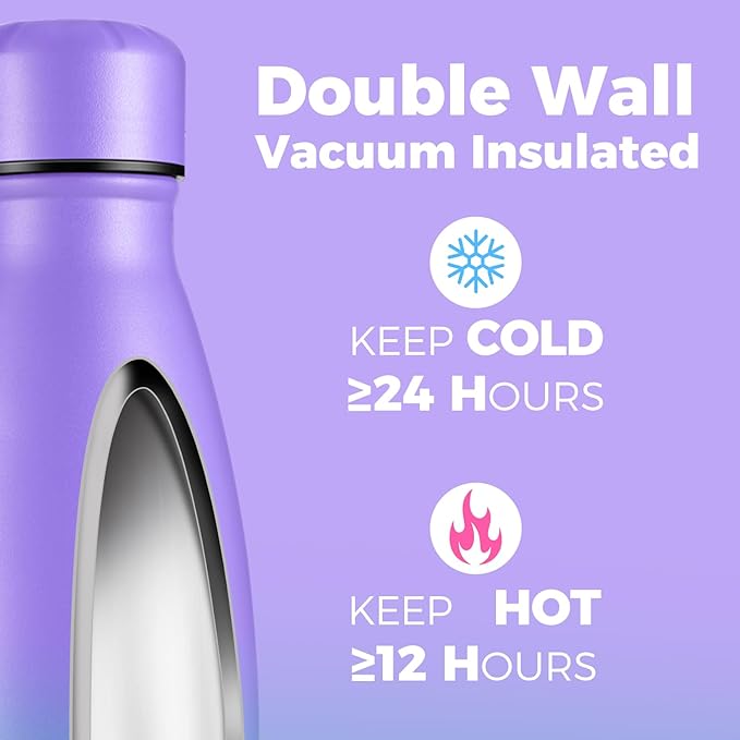 Volhoply 25oz Insulated Water Bottles 1/2/4 Pack, Double Wall Stainless Steel Vacuum Flask Keeps Cold & Hot, BPA Free Leakproof Bottle (Mix,2 Pack)