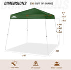 EAGLE PEAK 8x8 Slant Leg Pop-up Canopy Tent Easy One Person Setup Instant Outdoor Beach Canopy Folding Portable Sports Shelter 8x8 Base 6x6 Top (Green)