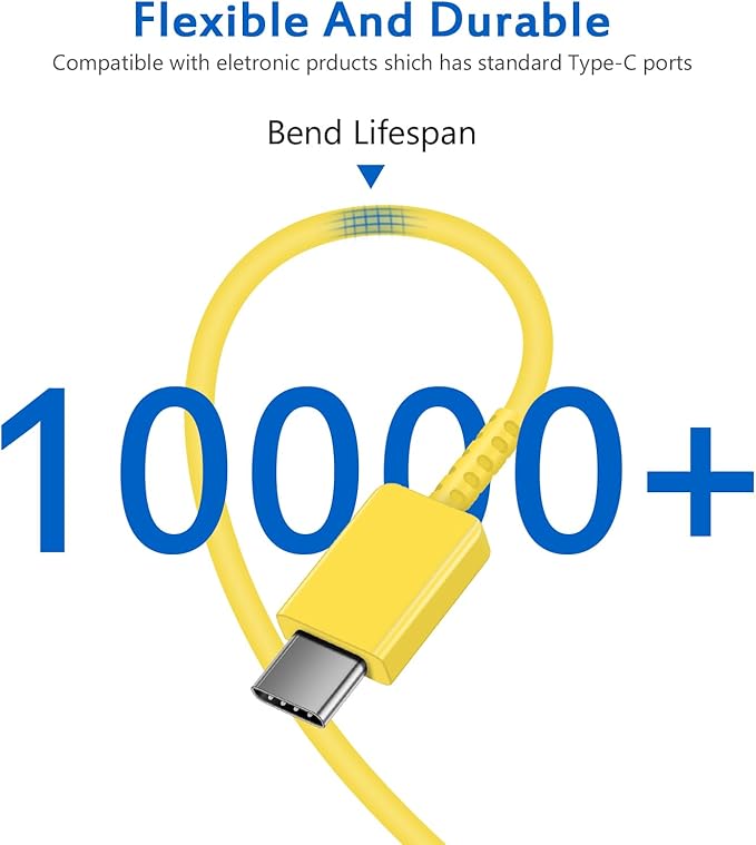 Type C Charger Fast Charging for iPhone 17 16 15,10 FT USB C Samsung Chargers Block 25W Super Fast Chargers for Samsung Galaxy S25/S24 S23/iPhone Air/17/17 Pro Max/iPhone 16/16 Pro Max/15 Pro (Yellow)