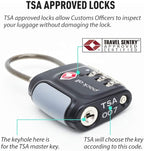 pack all TSA Approved Cable Luggage Locks, 3 Digit Combination Padlocks, Travel Lock for Suitcases & Bag, Alloy Body, Travel Accessories (4 Pack)