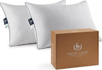 Pacific Coast Goose Feather and Down Bed Pillows Standard Size Set of 2, Hotel Pillow for Sleeping, Downproof, Soft, Fluffy, 100% Cotton Shell
