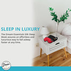 Dream Essentials Ultra Silk 360 Sleep Mask, Mulberry Silk Blindfold Eye Mask with 2 Fully Adjustable Straps, Thin Profile Night Mask Great for Side, Stomach, or Back Sleepers - Black