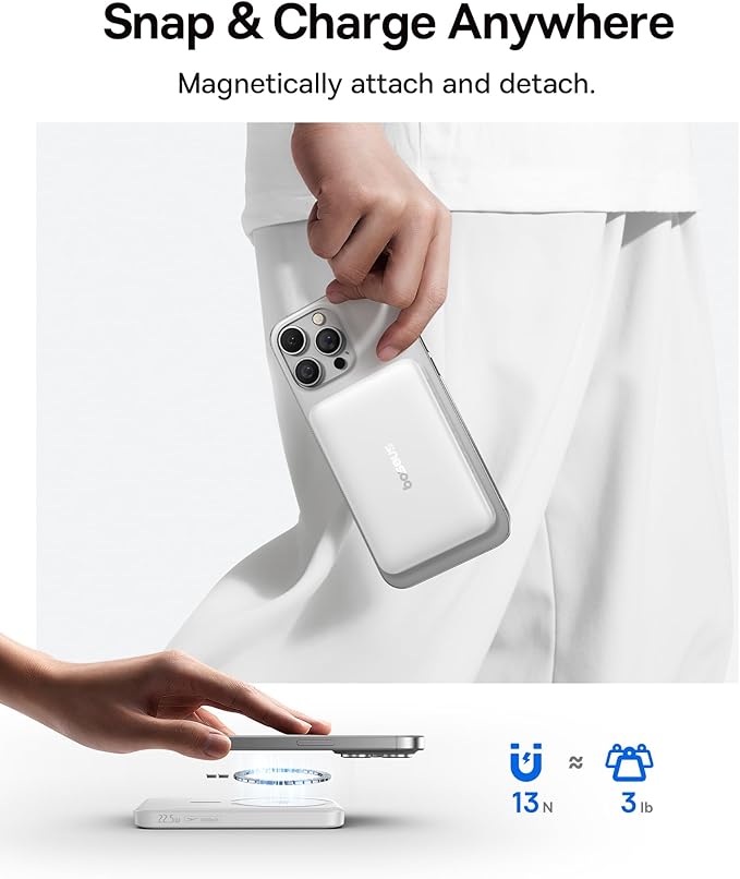Baseus Qi2.2 25W Slim 10,000mAh Magnetic Portable Charger, 45W USB-C Ultra Fast Charging, Bundle with Qi2 Certified 15W Wireless Magnetic Power Bank 10000mAh with USB-C Cable 22.5W PD Charging