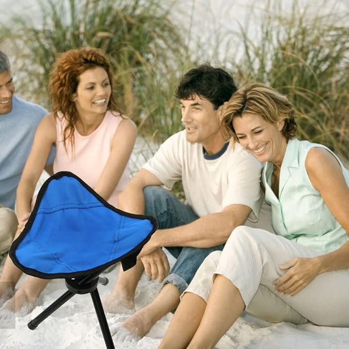 Folding Camping Stool Portable Outdoor Chair Use Height 14 inchs Fishing Chair Seat for Camping Fishing Hiking Gardening and Beach Maximum Weight Capacity 300 lbs (Blue)