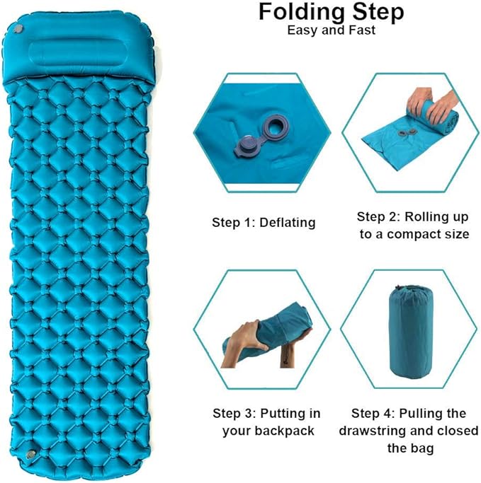 Star Smart Sleeping Pad for Camping Inflatable Backpacking Pad with Pillow, Ultralight Durable Camping Mattress,Hiking Air Mat,Camp Sleep Pad for Hiking Traveling & Outdoor Activities