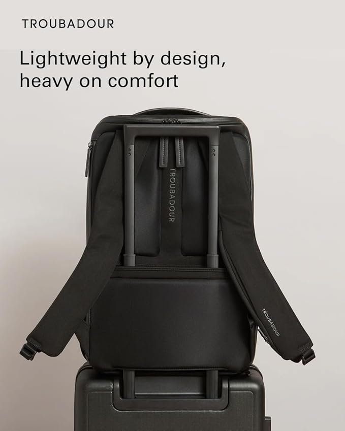 Troubadour Pioneer Backpack 3.0 - Premium Everyday Bag with Padded Laptop Section, Ventilated Shoe Compartment & Sustainable Waterproof Material - All-Day LIghtweight Comfort Design - Black