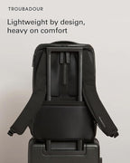 Troubadour Pioneer Backpack 3.0 - Premium Everyday Bag with Padded Laptop Section, Ventilated Shoe Compartment & Sustainable Waterproof Material - All-Day LIghtweight Comfort Design - Black