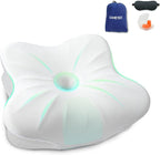 SAHEYER Memory Foam Camping Pillow, Travel Pillows for Sleeping, Neck Support Camping Gear Accessories - Small Pillow Travel Essentials for Sleeping, Backpacking, Hammock, White