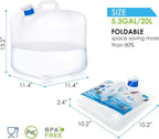 Collapsible Water Jug, 10 Packs 5.3 Gallon BPA Free Camping Water Container with Spigot, Portable Water Storage Carrier for Emergency Survival Hiking Backpacking Outdoors - Food Grade LDPE