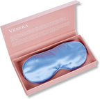 Silk Sleep Mask - 100% Pure 22 Momme Mulberry Silk Eye Sleeping Mask for Women and Men - Blackout Eye Mask for Sleeping (Blue)