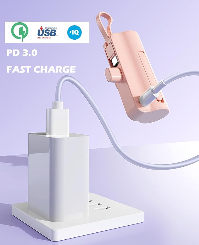 Mini power bank 5500mAh Portable Power Bank,Dual USB-C Ports Cell Phone Power Charger, LCD LED Display Battery Compatible with iPhone17/16/15 plus/15 pro/15 pro Max/Android Phone/Samsung/Moto/LG etc…