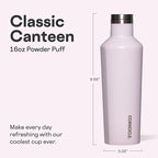 Corkcicle Classic Canteen Insulated Water Bottle - Stainless Steel Reusable Tumbler - Triple Insulated - Keeps Drinks Cold 25 Hours or Hot 12 Hours - Cupholder Friendly - Powder Puff - 25 oz