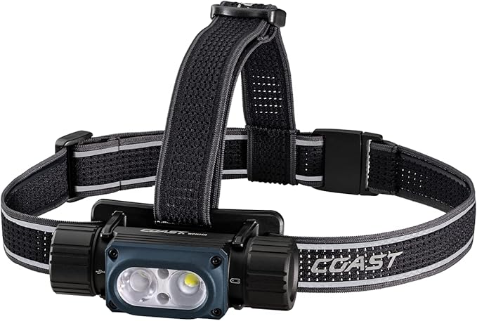 Coast WPH34R 2000 Lumen Waterproof Ultra Bright IP68 USB Rechargeable-Dual Power Headlamp, 6 Modes with Spot and Flood Beams, Blue/Black